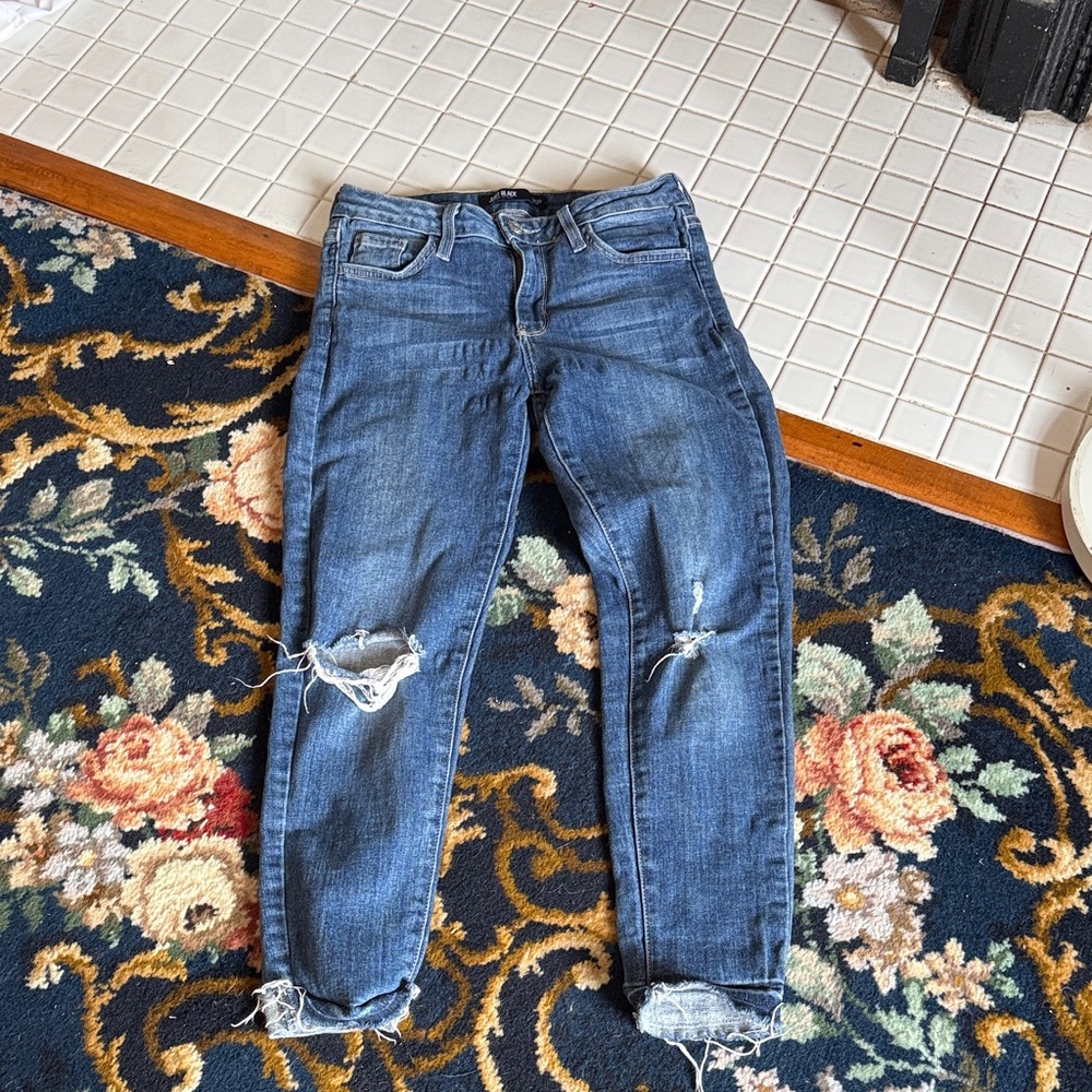 Just Black Blue Distressed Skinny Crops - worn about 5x. 130 retail